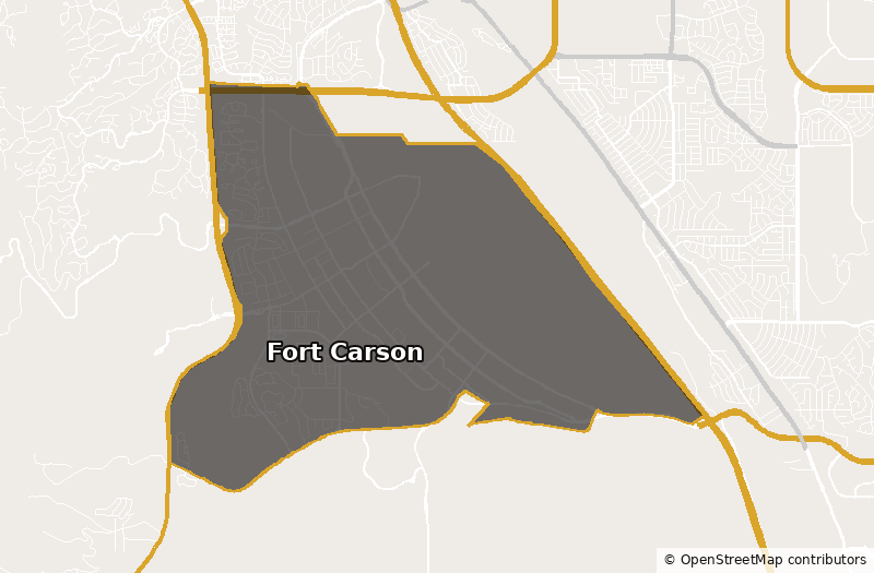 Outline map of the Fort Carson area, south of Colorado Springs